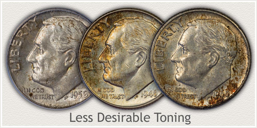Uneven Toning on Silver Roosevelt Dimes