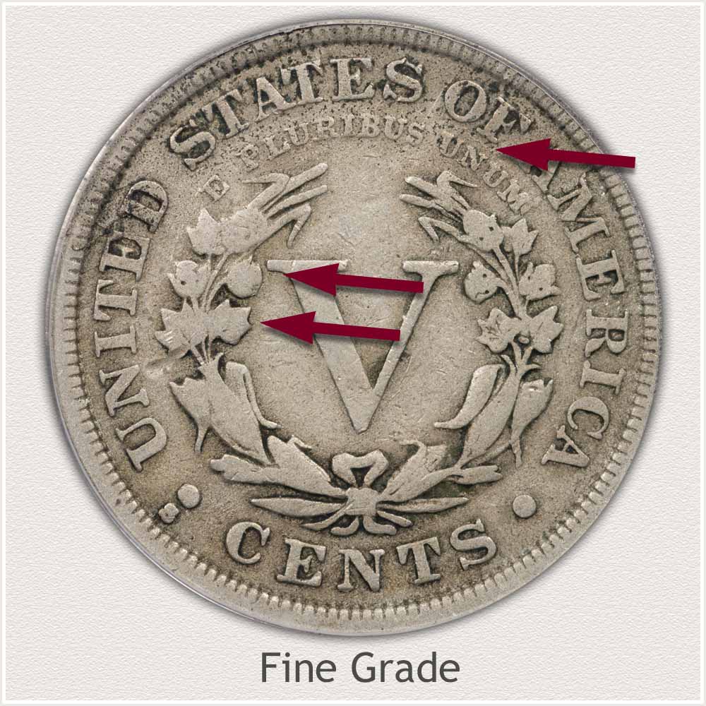 Reverse View: Fine Grade Liberty Nickel