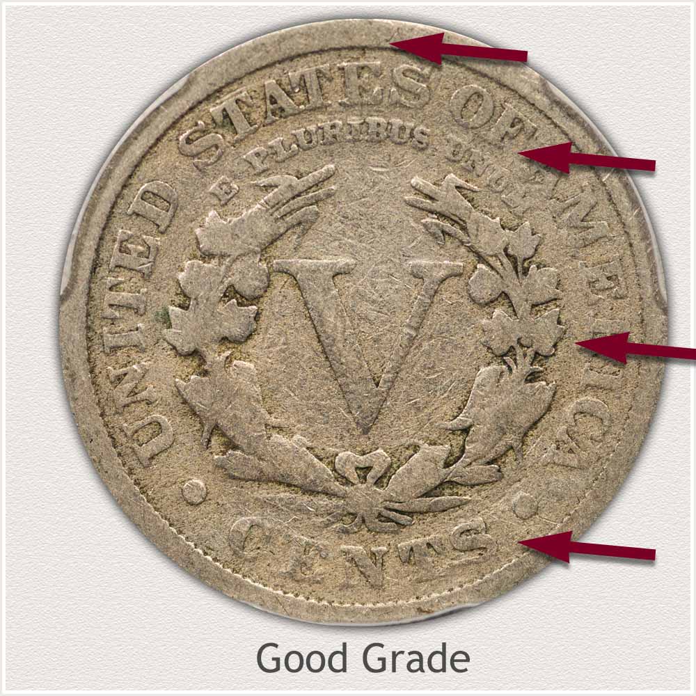 Reverse View: Good Grade Liberty Nickel