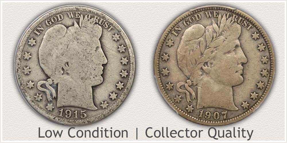 Comparing Low to Collector Quality Barber Half Dollars