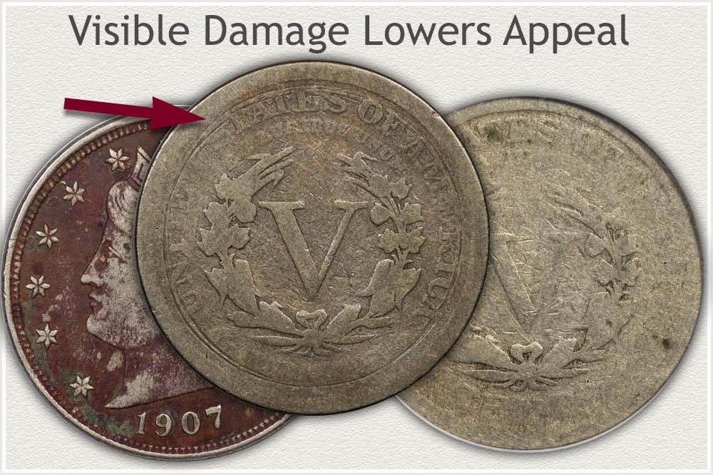 Visible Damage to Liberty Nickels Lowers Appeal