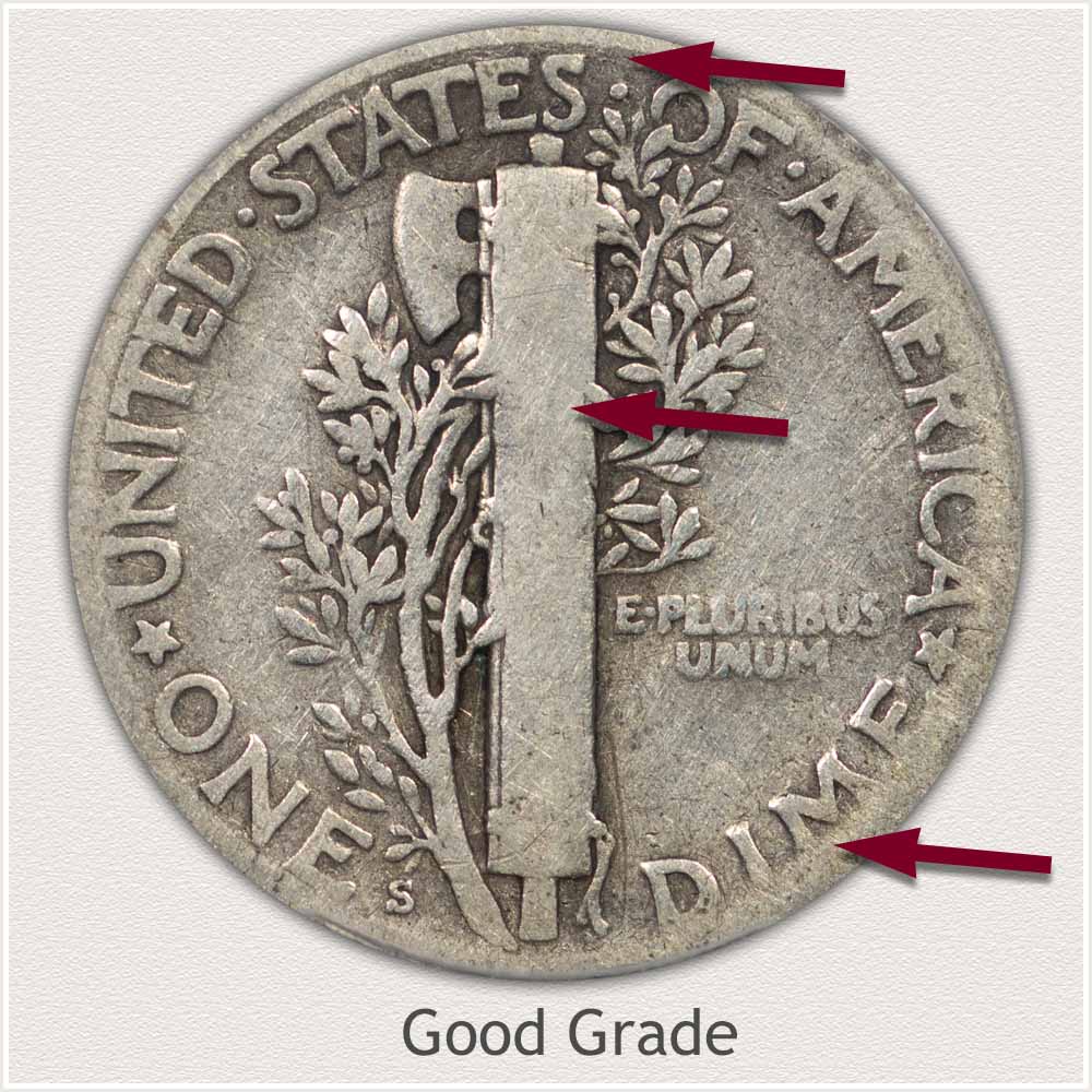 Reverse View: Good Grade Mercury Dime