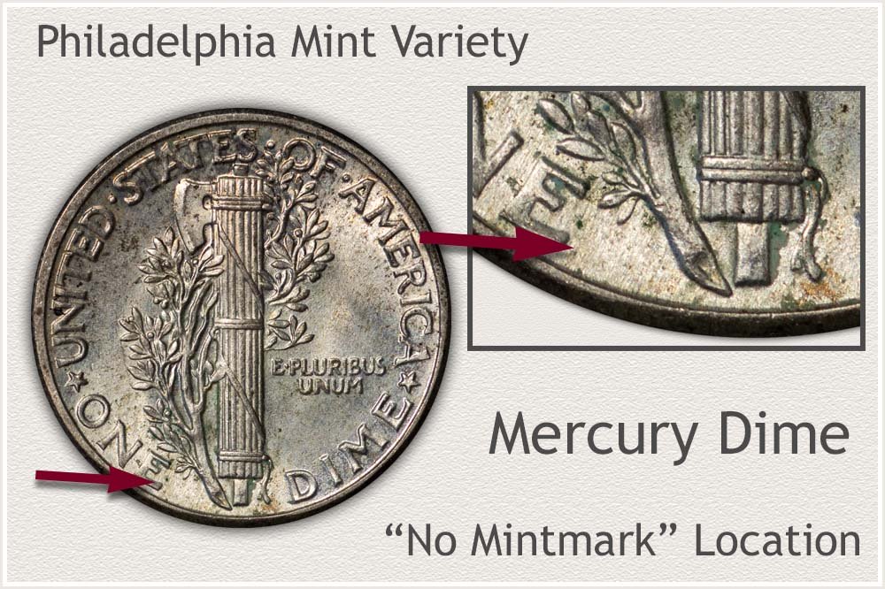 Philadelphia Mint Variety Mercury Dime