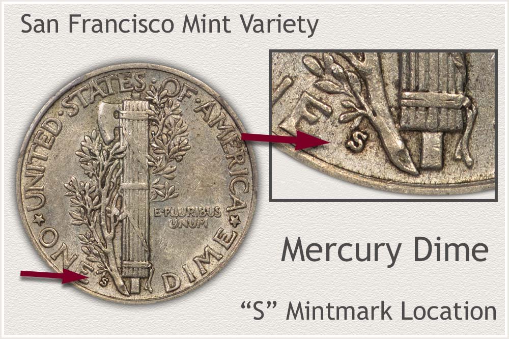 San Francisco Mint Variety Mercury Dime