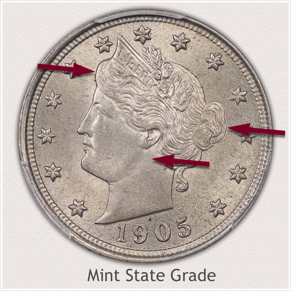 Grading Image Mint State 1905 Liberty Nickel