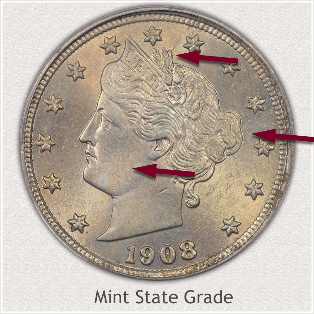 1908 Liberty Nickel in Mint State Grade