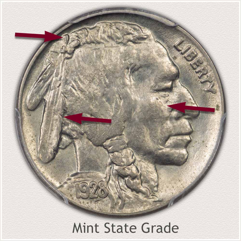 Mint State Grade 1928 Buffalo Nickel