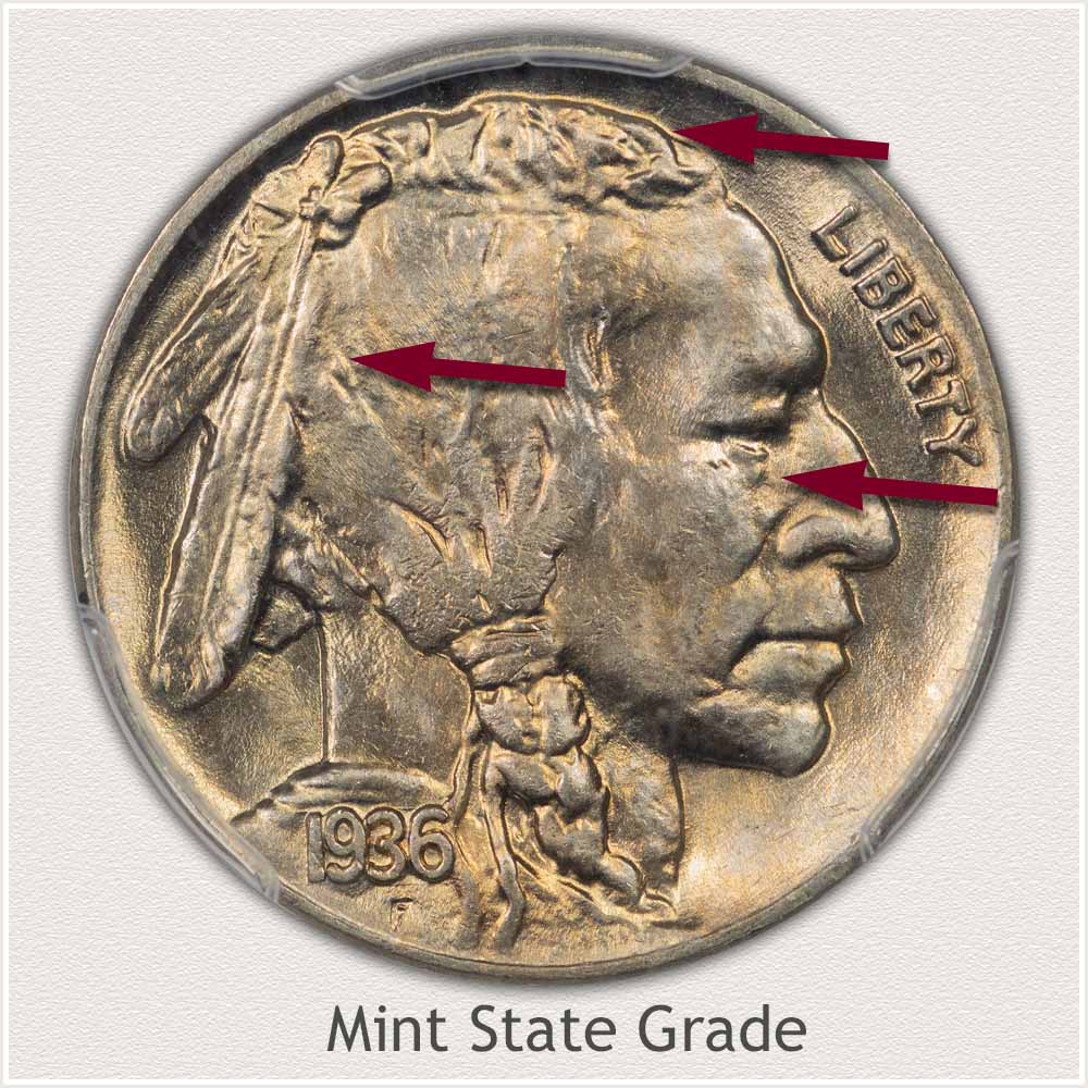 Mint State Grade 1936 Buffalo Nickel