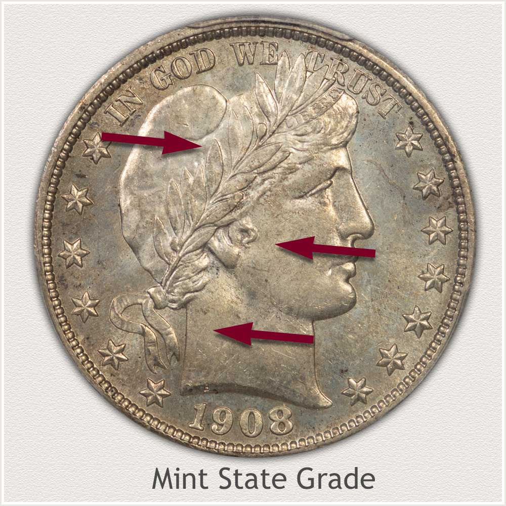 Barber Half Dollar Mint State Grade