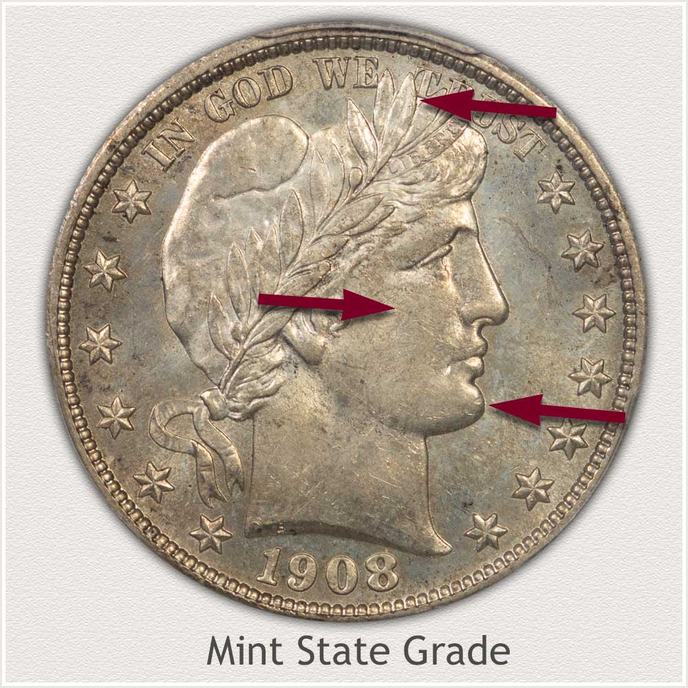 Barber Half Dollar Mint State Grade