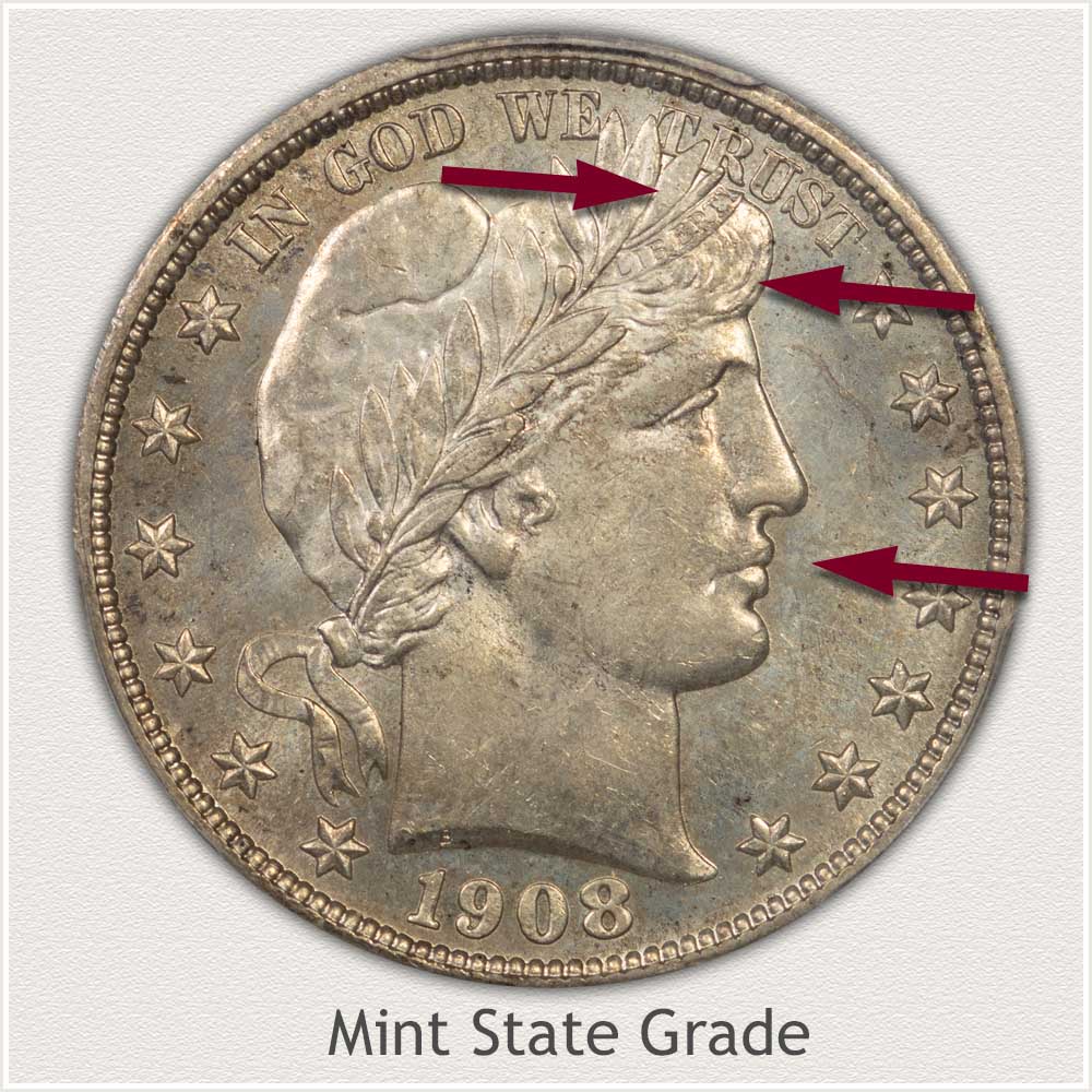 Barber Half Dollar Mint State Grade