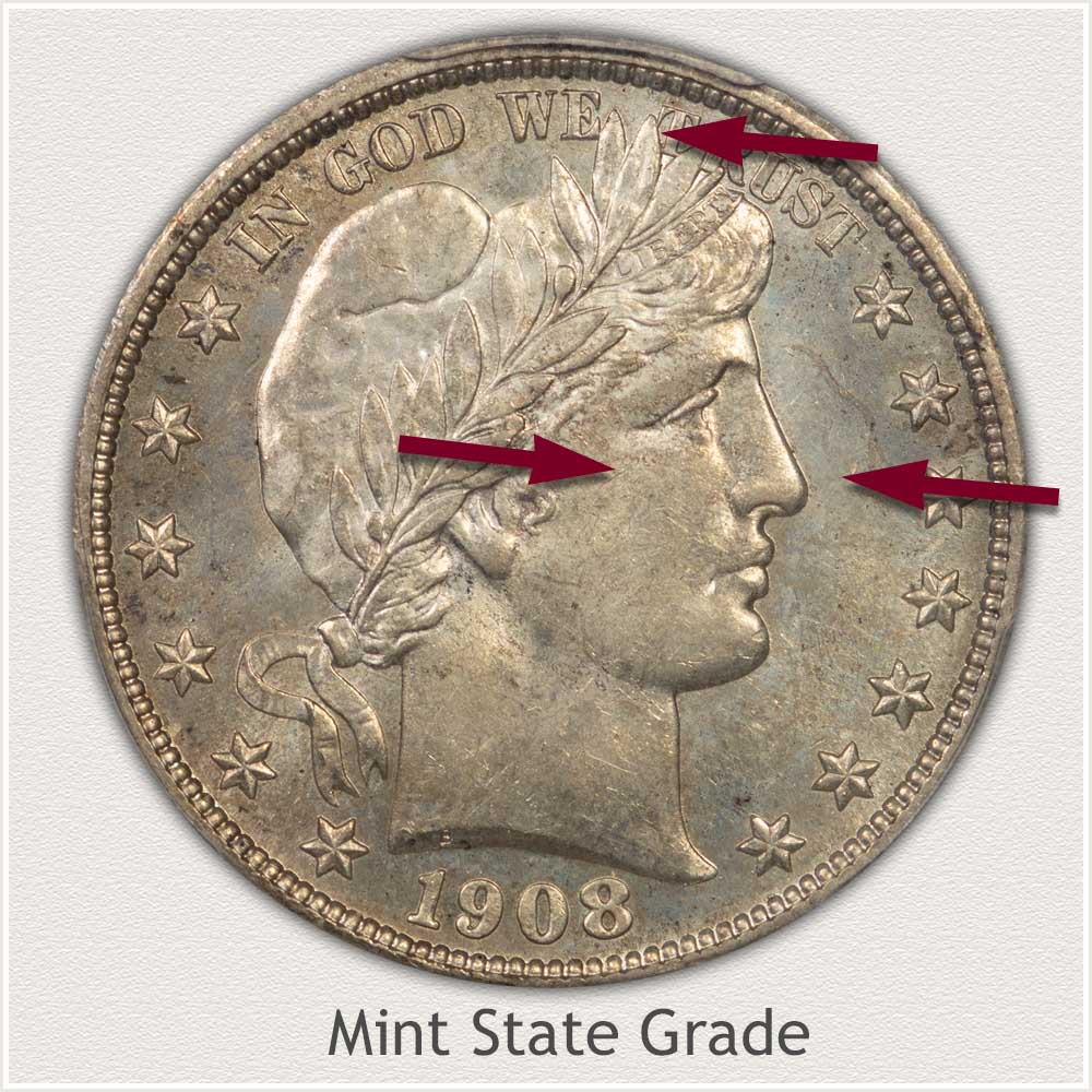 Barber Half Dollar Mint State Grade