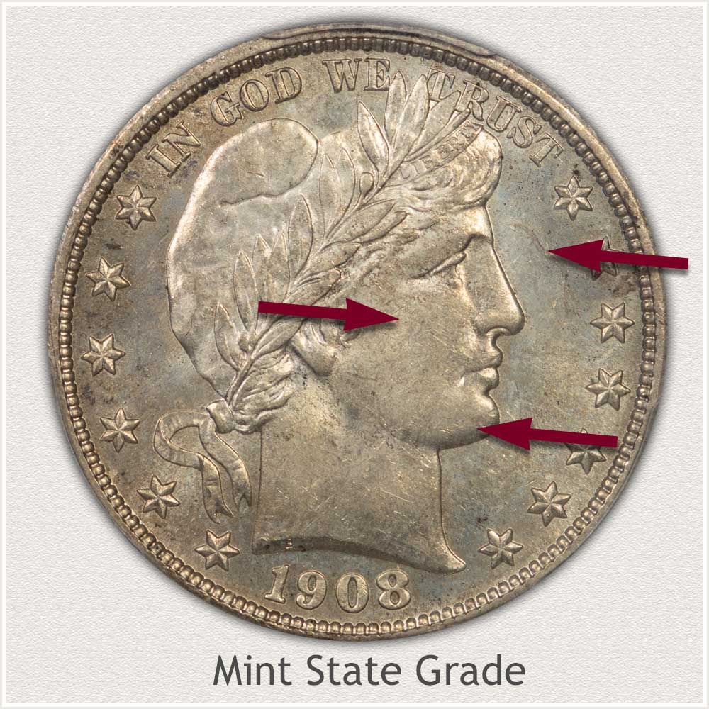 Barber Half Dollar Mint State Grade