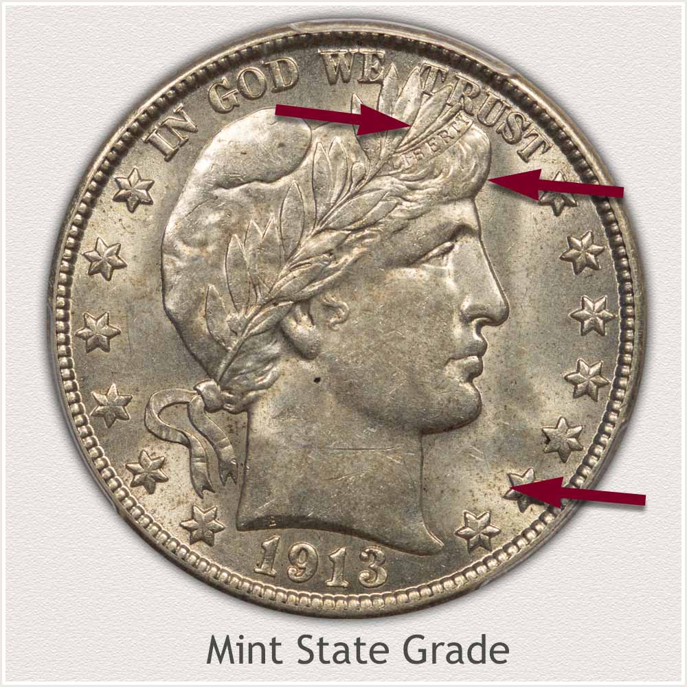 Barber Half Dollar Mint State Grade