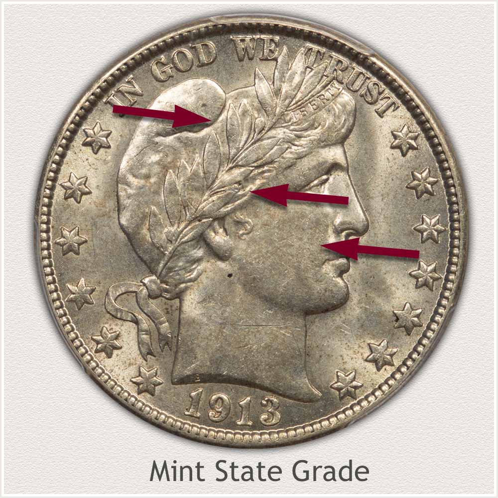 Barber Half Dollar Mint State Grade