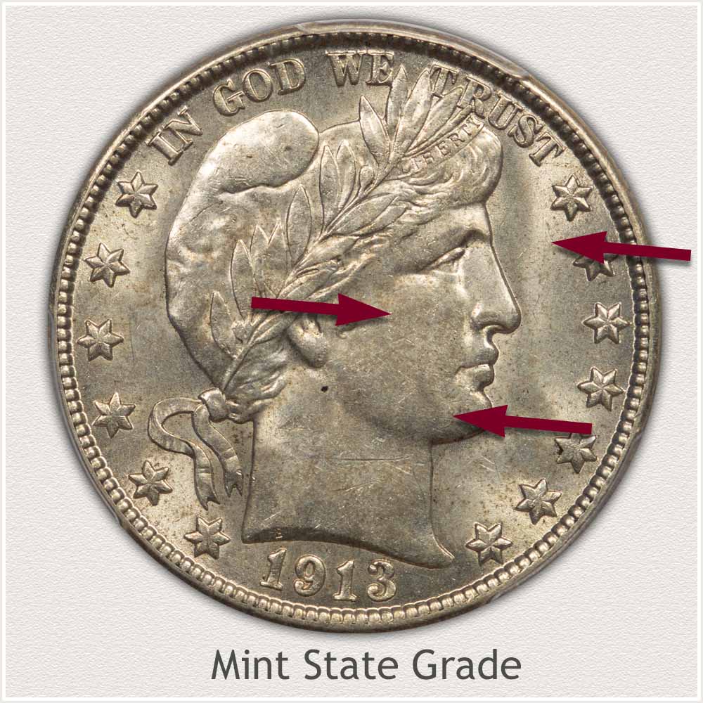 Barber Half Dollar Mint State Grade