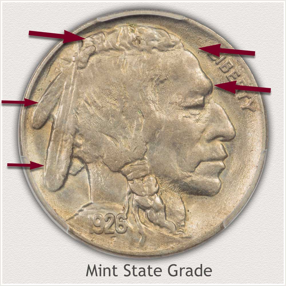 Large Obverse View of a Mint State Grade Buffalo Nickel