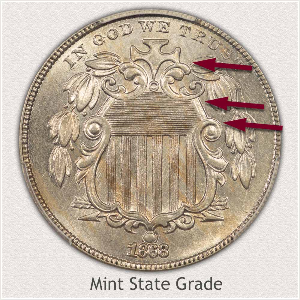 Obverse View of a Mint State Grade Shield Nickel