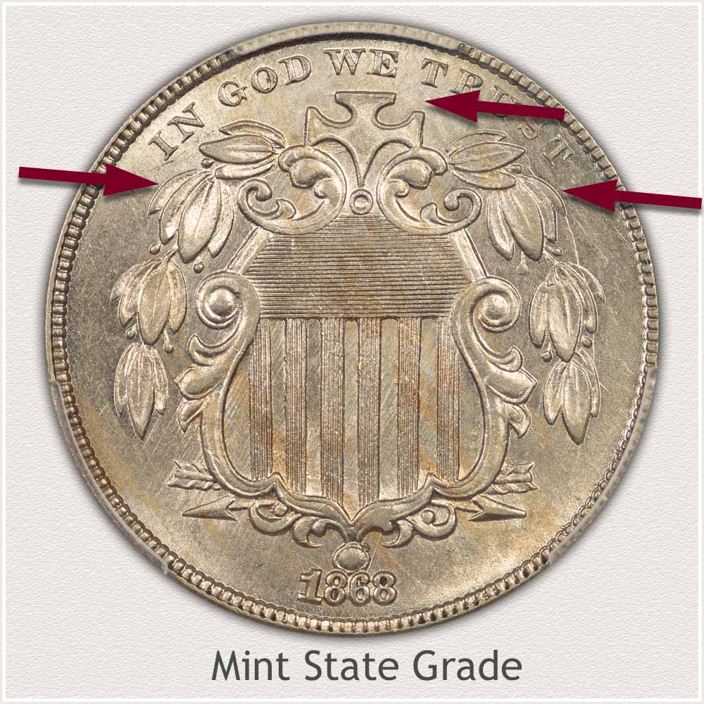 Obverse View of a Mint State Grade Shield Nickel