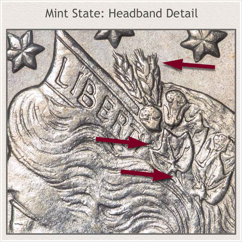 Liberty's Headband Detail in Mint State Grade