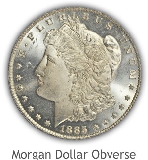 Mint State Morgan Silver Dollar Obverse