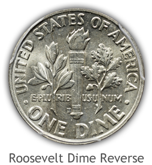 Mint State Roosevelt Dime Reverse