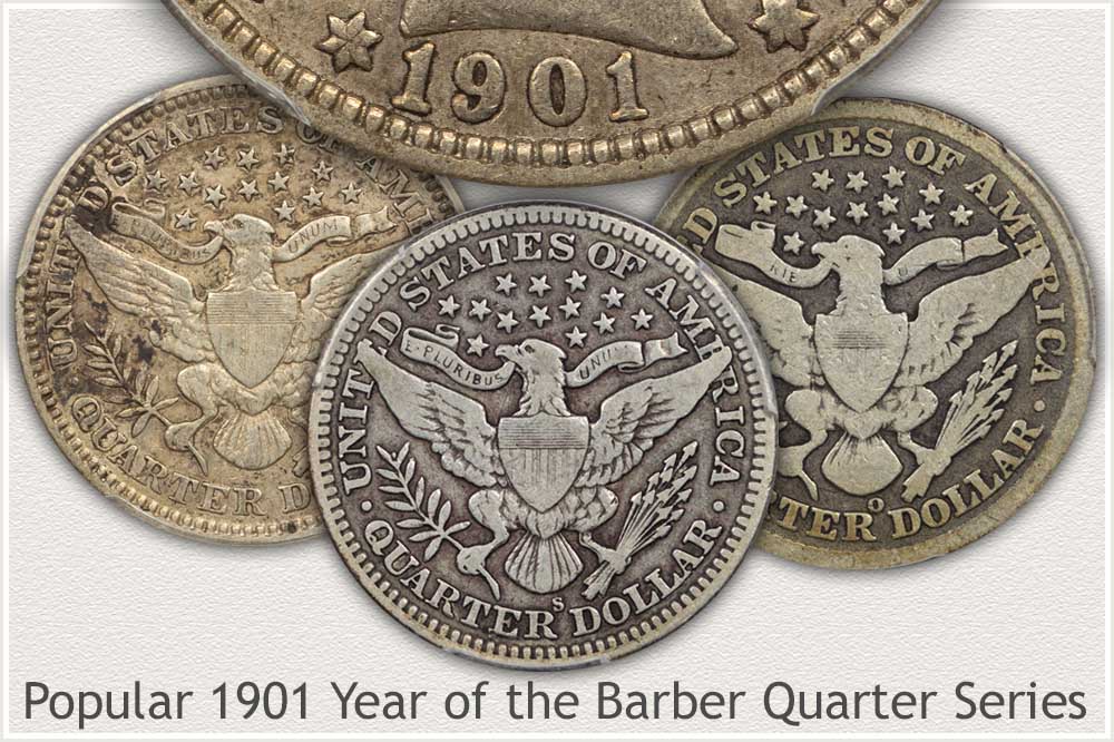 Three Mint Varieties of 1901 Quarters