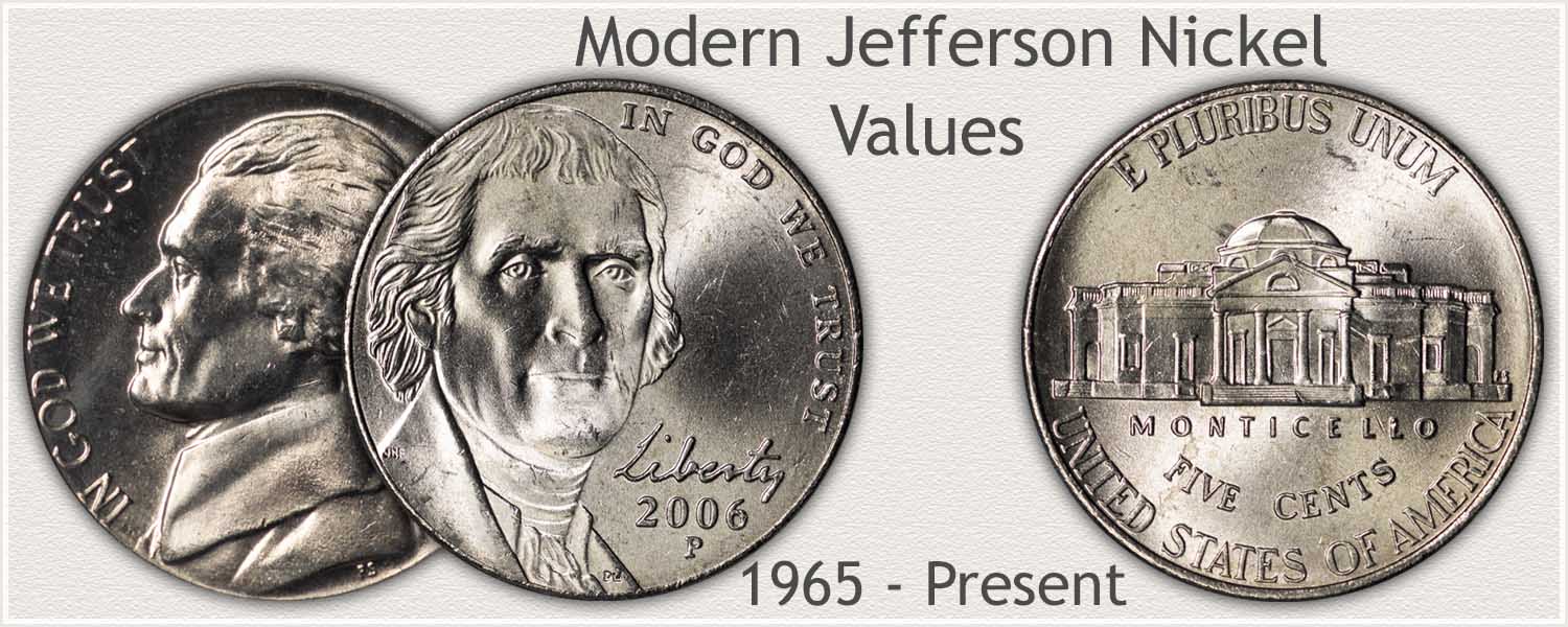 Obverse and Reverse Modern Era Jefferson Nickels