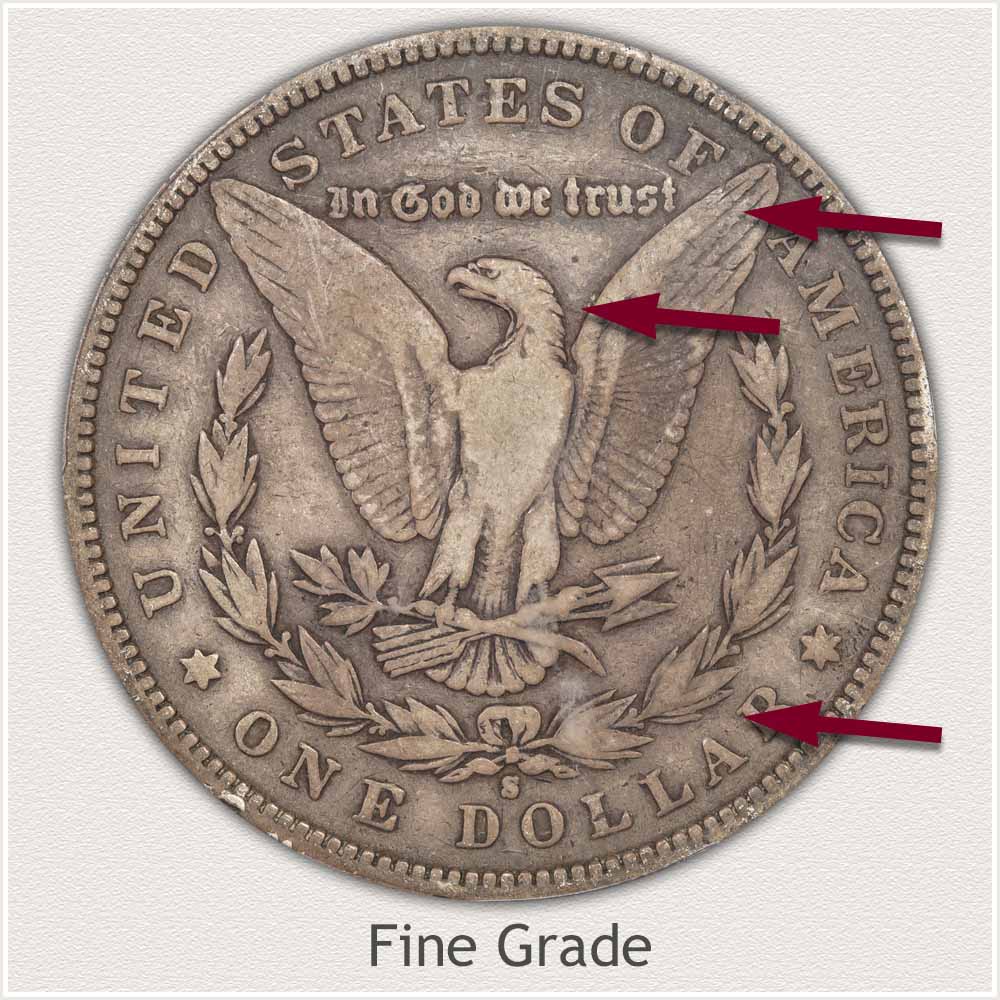 Reverse View: Fine Grade Morgan Silver Dollar