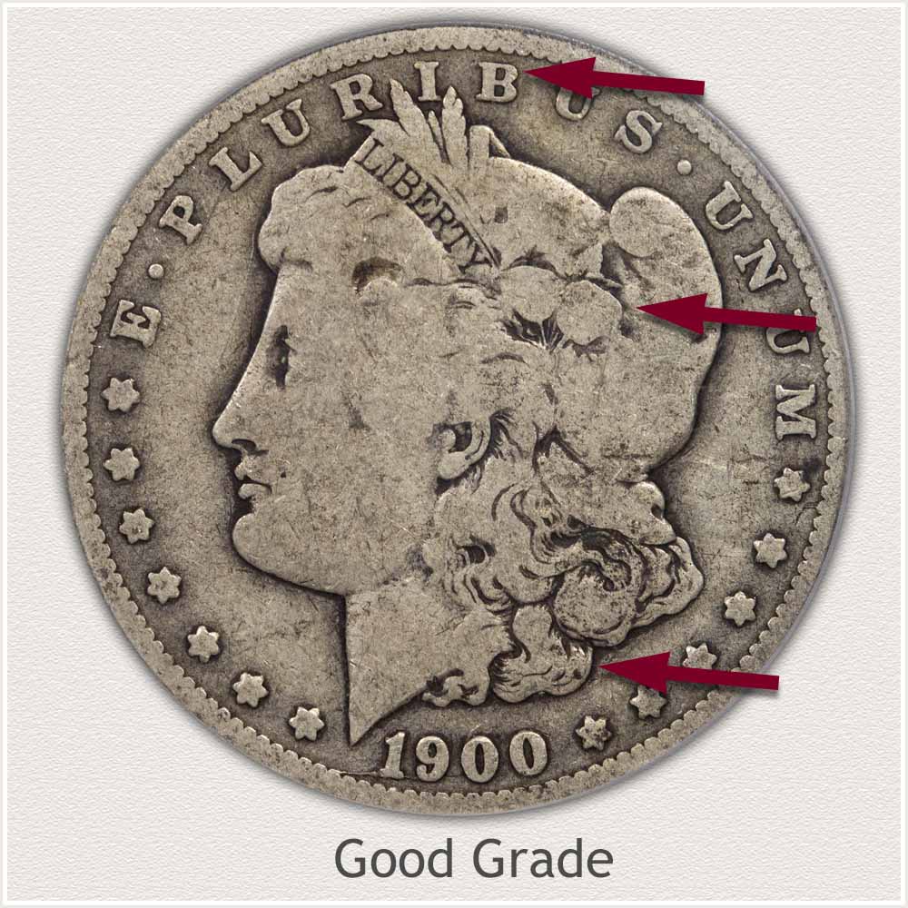 Obverse View: Good Grade Morgan Silver Dollar