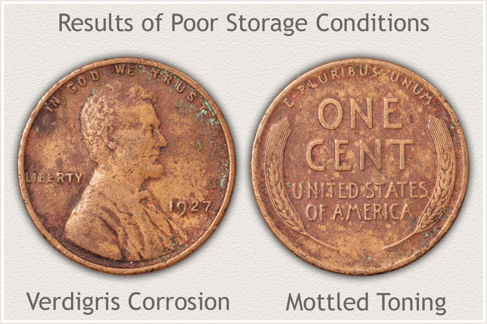 Storage Damage, Mottled Discoloration, and Verdigris Damage