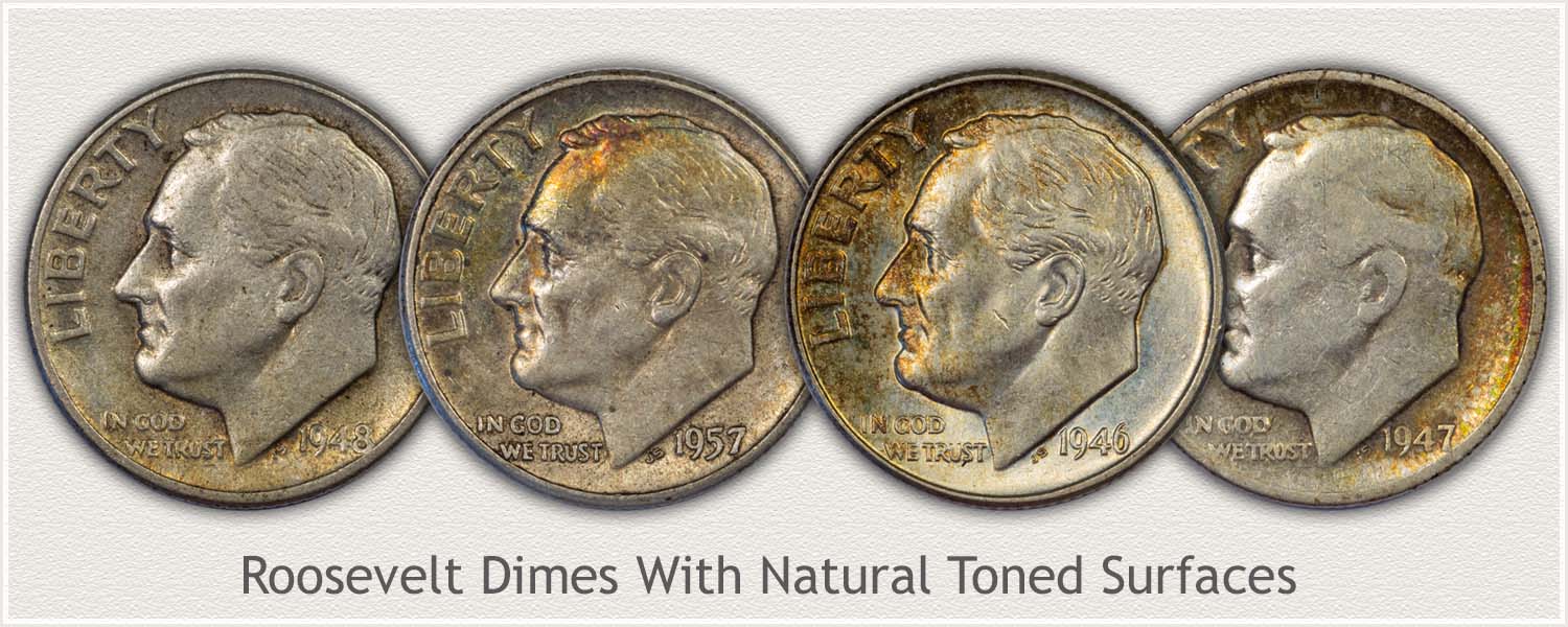 Roosevelt Dimes with Natural Surfaces