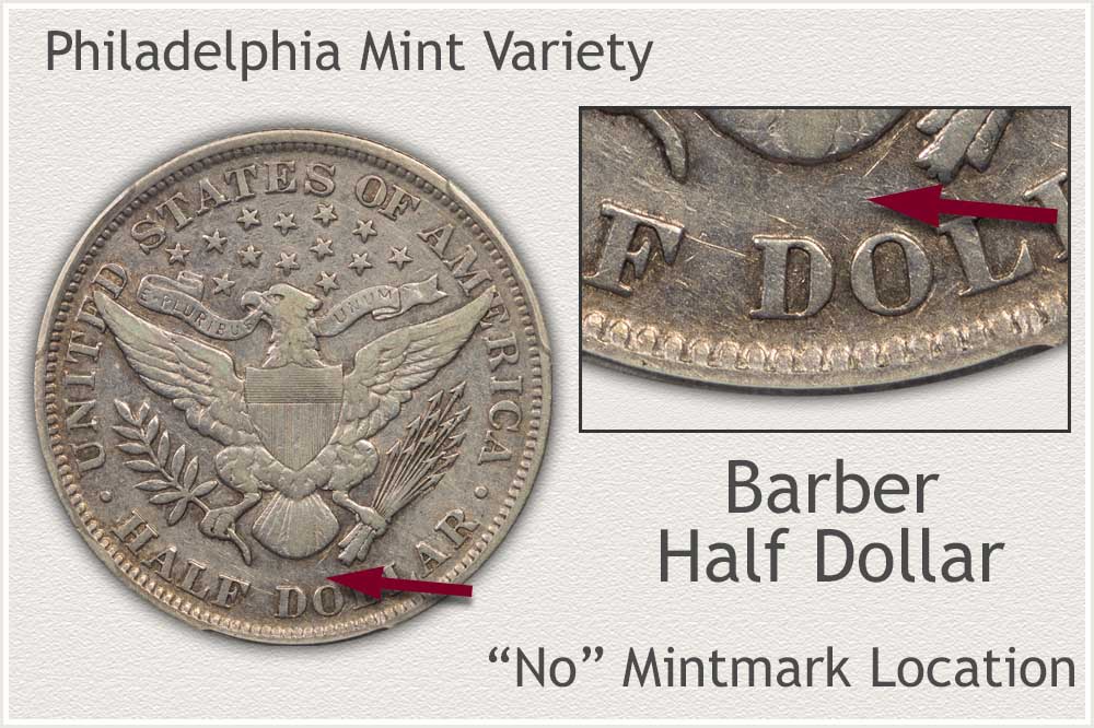 No Mintmark 1895 Barber Half Dollar