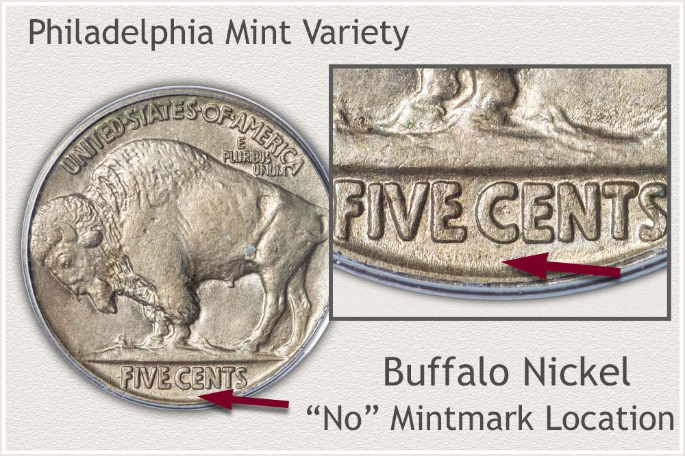 No Mintmark Location on a Buffalo Nickel