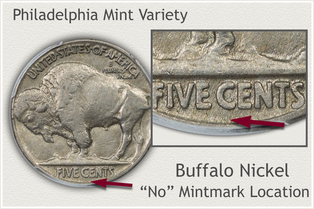 Mintmark Location on Reverse of a Buffalo Nickel