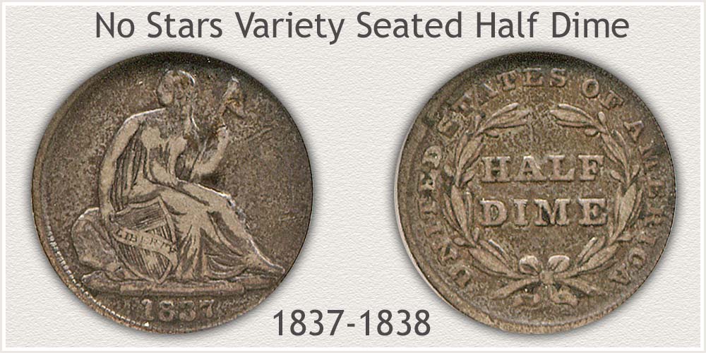 Obverse and Reverse of No Stars Seated Half Dime Variety