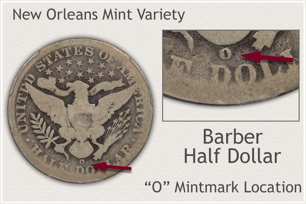 O Mintmark 1896 Barber Half Dollar