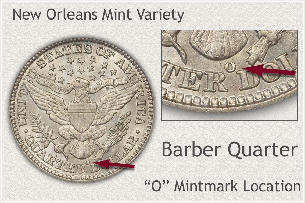 O Mintmark Barber Quarter