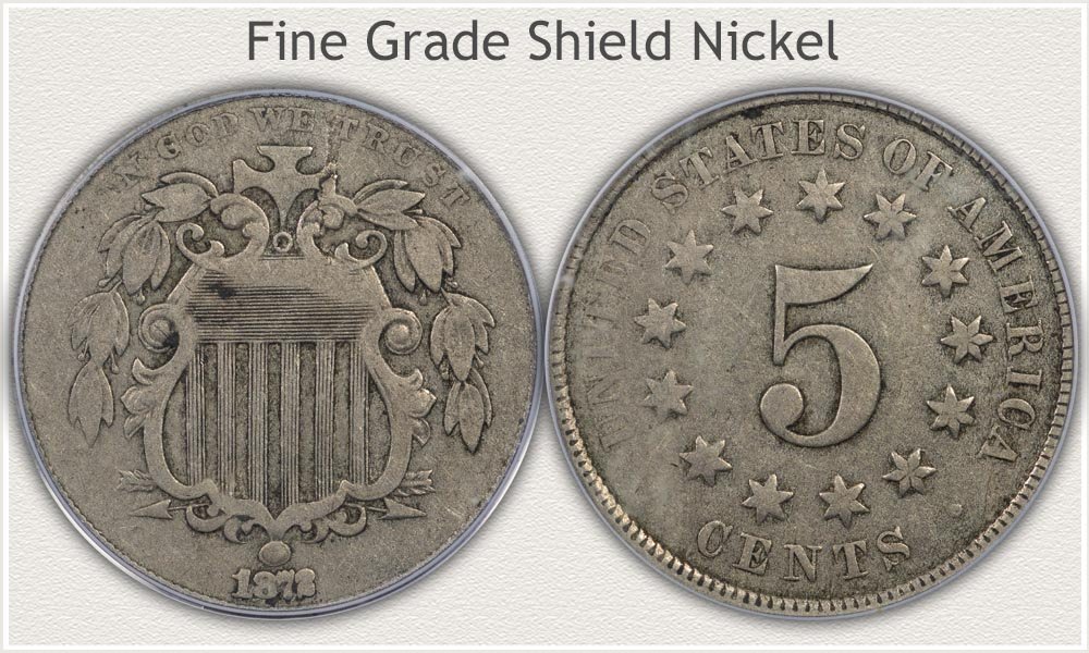 Obverse and Reverse of a Fine Grade Shield Nickel