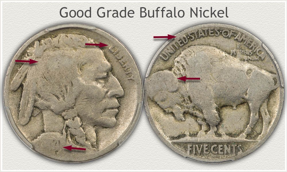 Obverse and Reverse Views of a Good Grade Buffalo Nickel