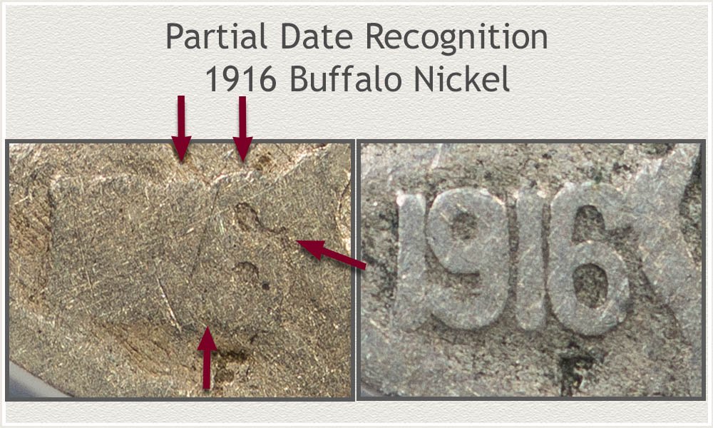 Close View of a Worn Date 1916 Buffalo Nickel