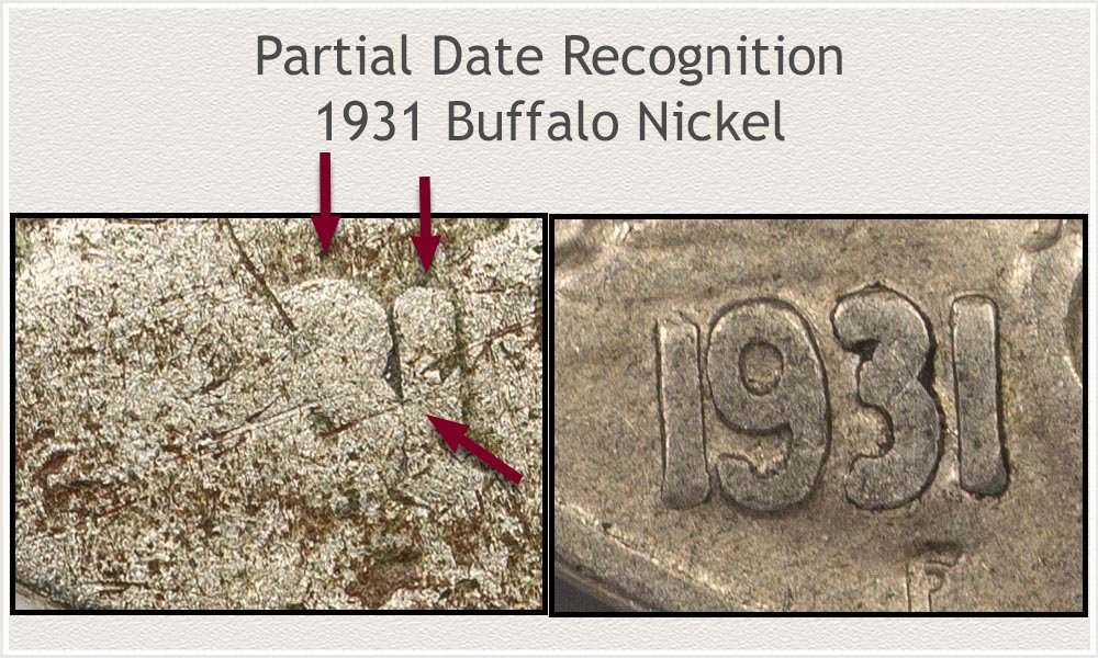 Close Up View of a Partial Date 1931 Buffalo Nickel