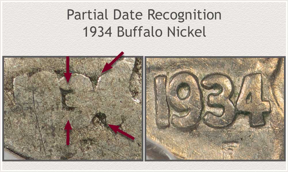 Partial Date Compared to Clear Date 1934 Buffalo Nickel