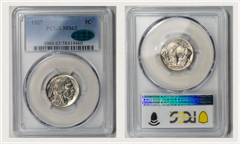 Example of a Buffalo Nickel in a PCGS Holder