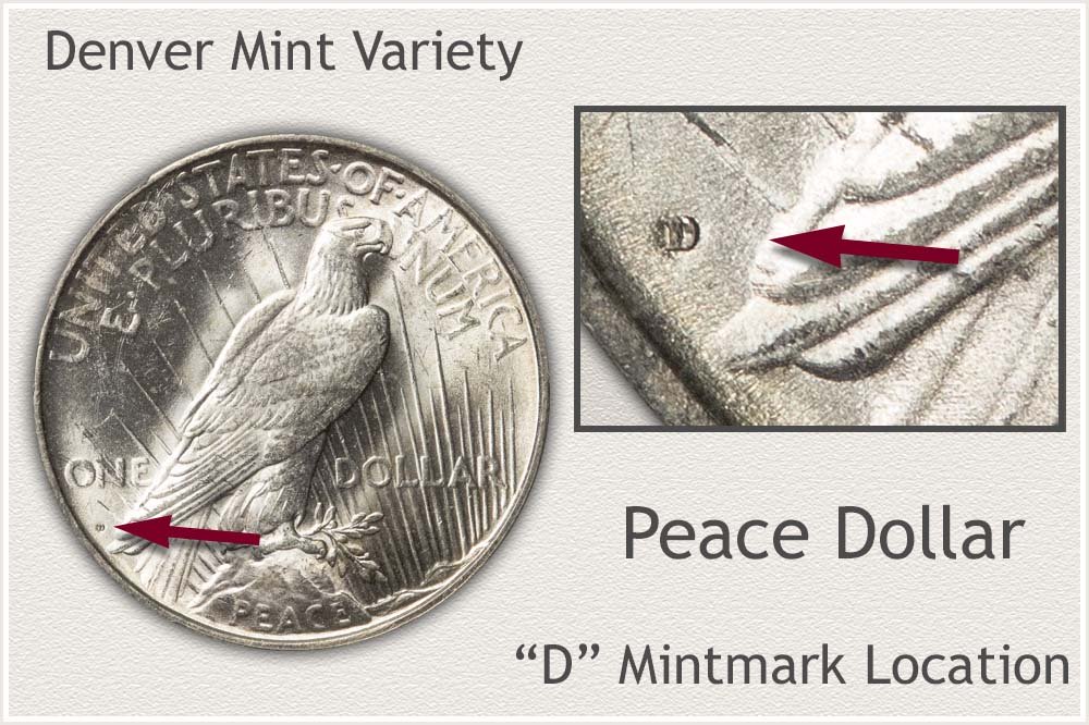 Denver Mint Variety Peace Silver Dollar