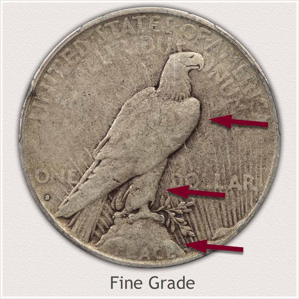 Reverse View: Fine Grade Peace Dollar