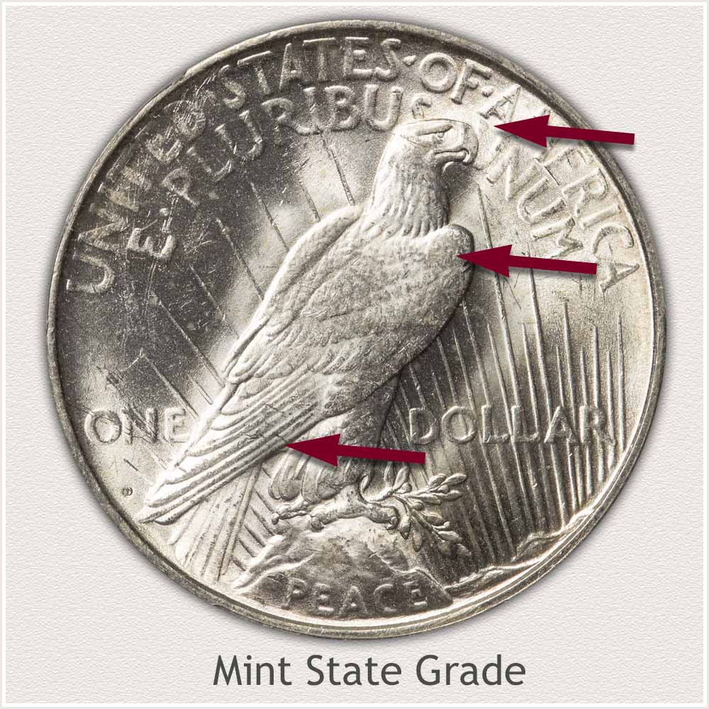 Reverse View: Mint State Grade Peace Dollar