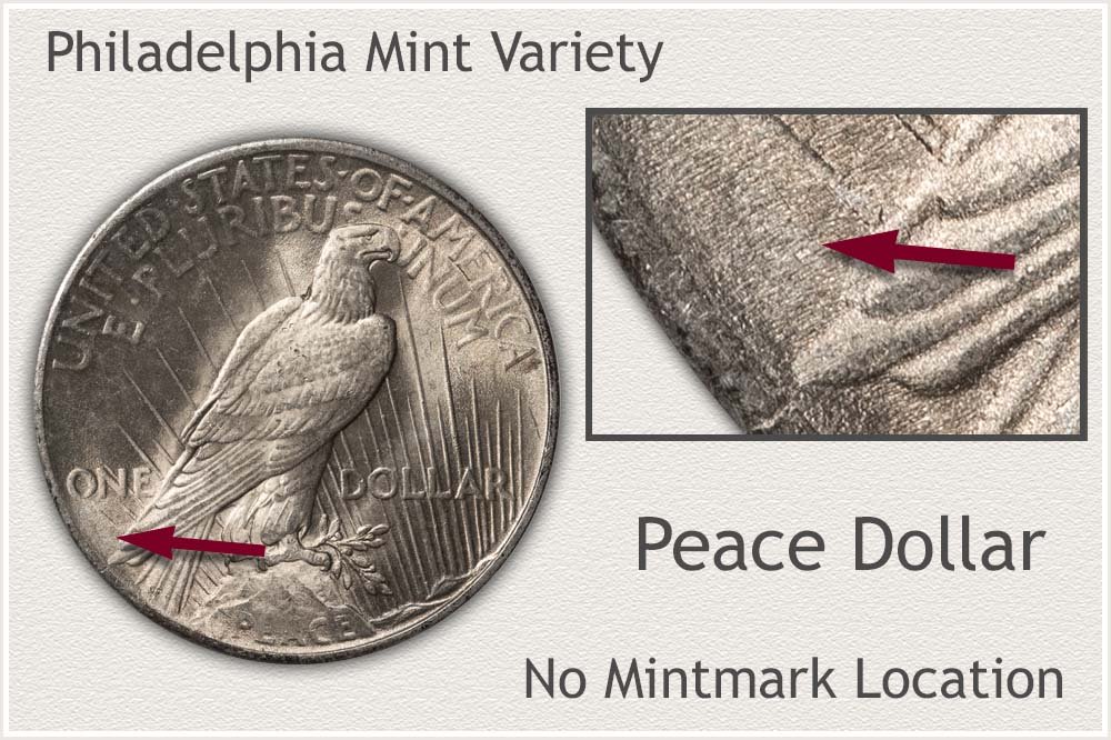 Philadelphia Mint Variety Peace Silver Dollar