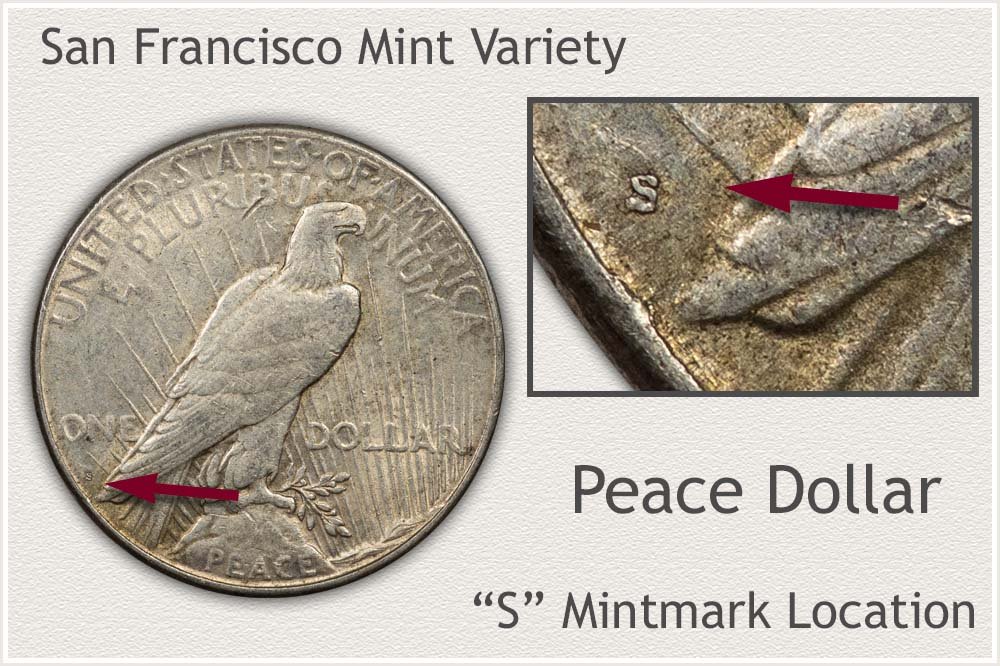 San Francisco Mint Variety Peace Silver Dollar