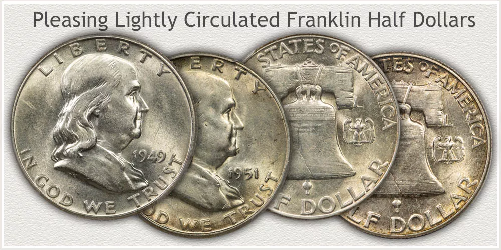 About Uncirculated Franklin Half Dollars Collectible Quality Franklin Half Dollars in About Uncirculated Condition